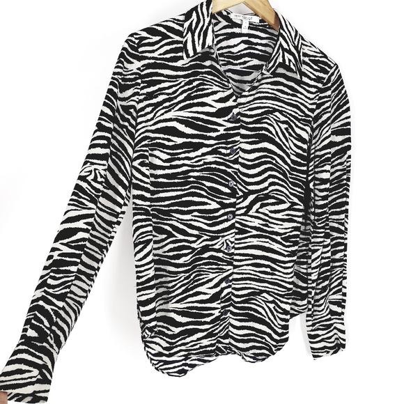DEREK LAM 10 CROSBY Kosma Zebra Print Button Down Shirt - Crepe - EUC - Picture 10 of 15